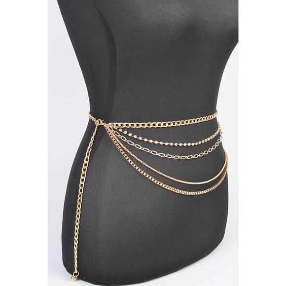 Multi Layered Metal Plus Size Chain Belt main image 5